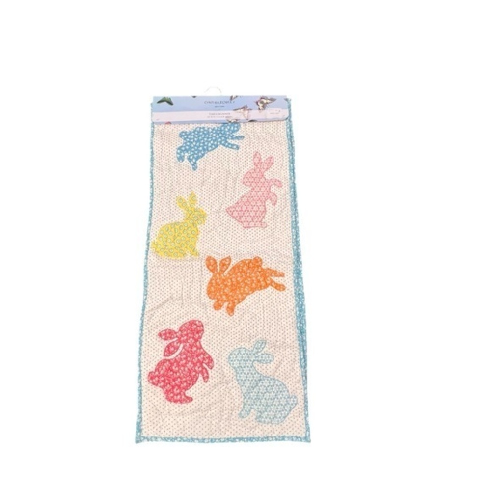 Cynthia Rowley Bunny Rabbit Table Runner 16” X 72” Reversible Quilted Spring NEW